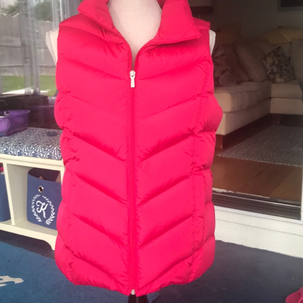 Lands End hot pink down feather vest size Medium